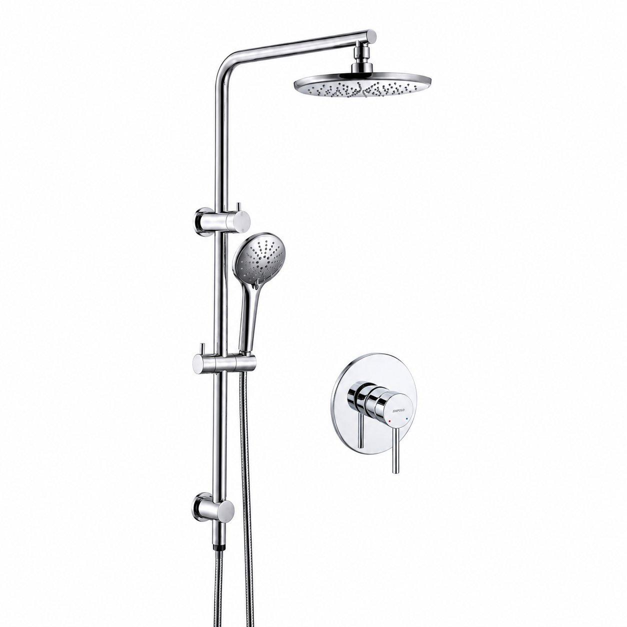 German Design Chrome Rain Shower Set & Mixer (Watermark & Warranty)