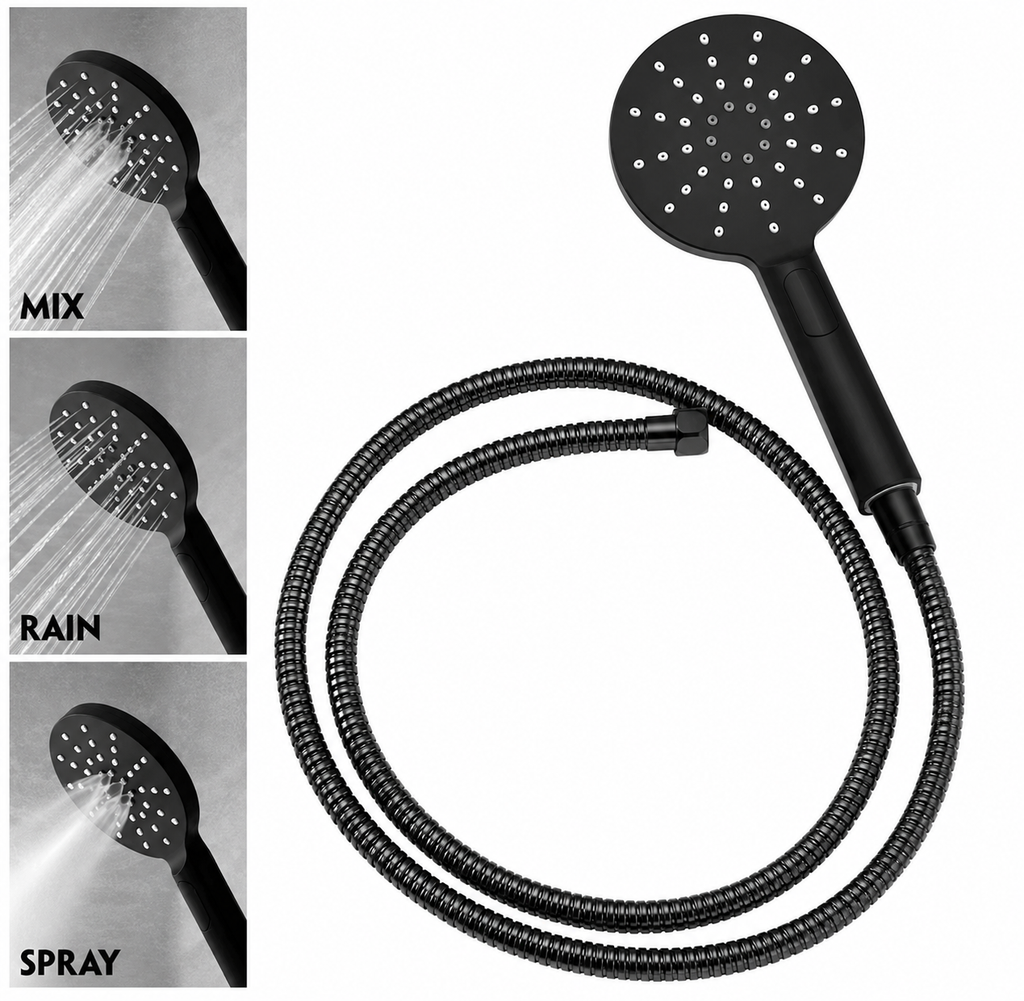 NUVORA Matte Black Swivel Hand Shower (Watermark & Warranty)