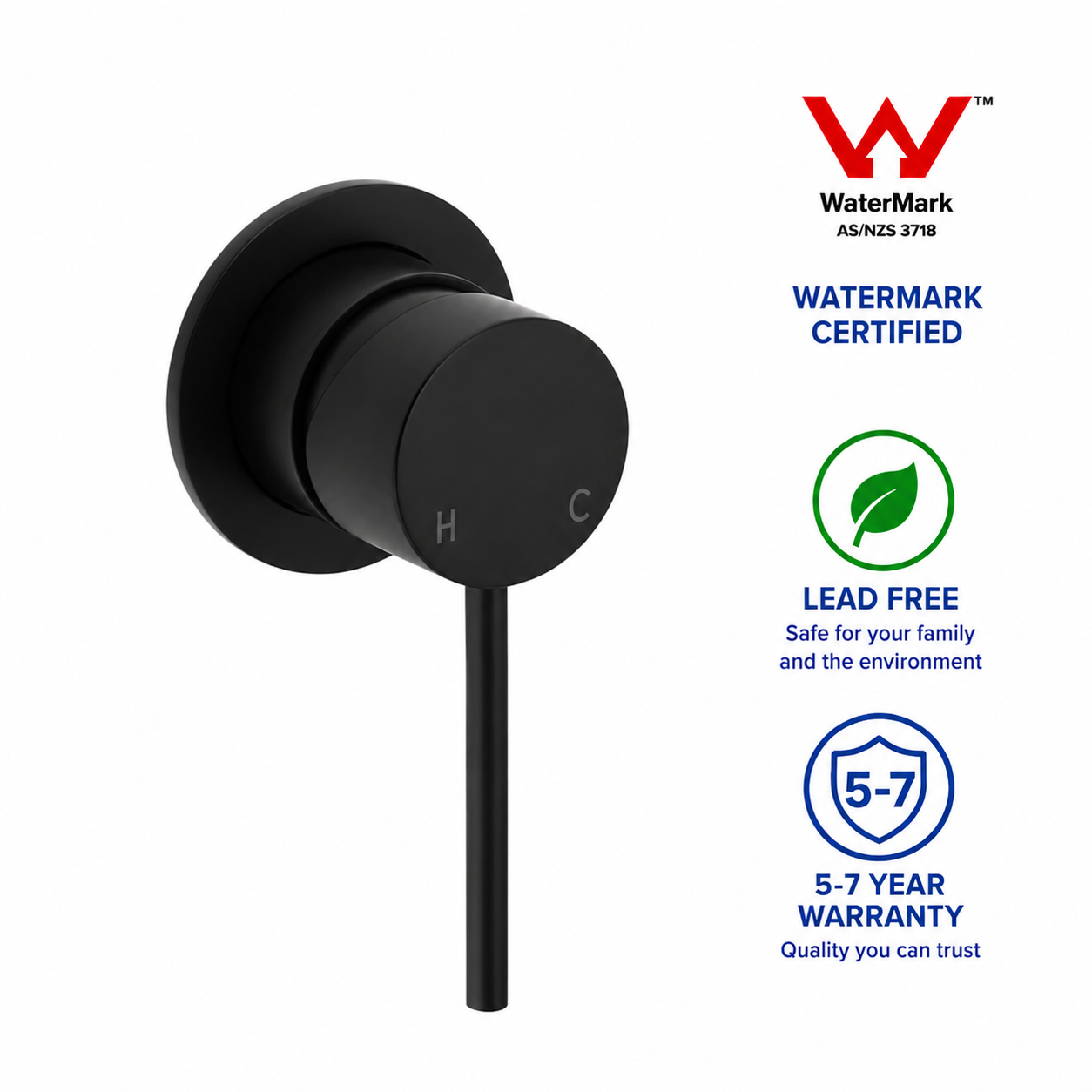 NUVORA Shower/Bath Matte Black Mixer (Watermark & Warranty)