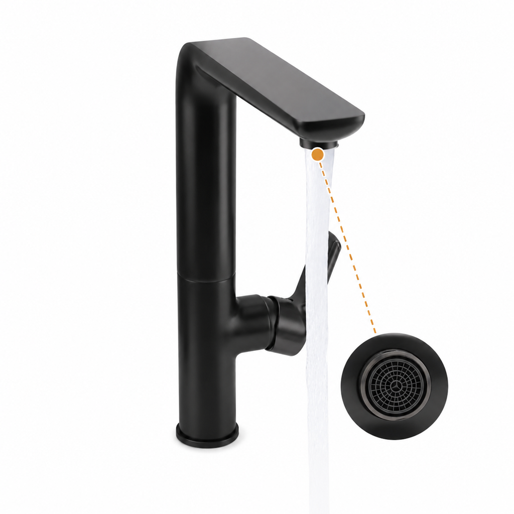NUVORA Matte Black Kitchen Mixer (Watermark & Warranty)
