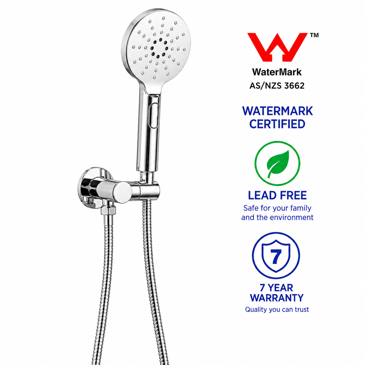 NUVORA Chrome Swivel Hand Shower (Watermark & Warranty)