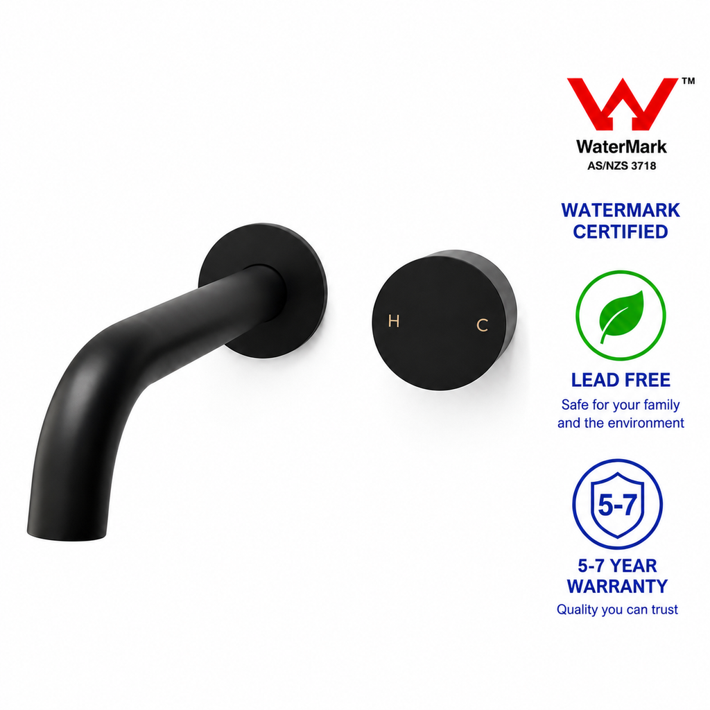 NUVORA Matte Black Wall-Mounted Bath Spout & Mixer Set (Watermark & Warranty)